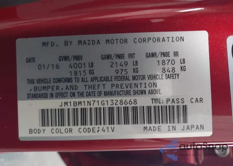 2016 Mazda Mazda3 I Grand Touring из США, поврежденный, VIN JM1BM1N71G1328668